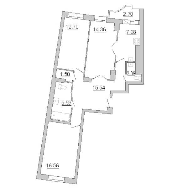 Трехкомнатная квартира в : площадь 78.03 м2 , этаж: 15 – купить в Санкт-Петербурге